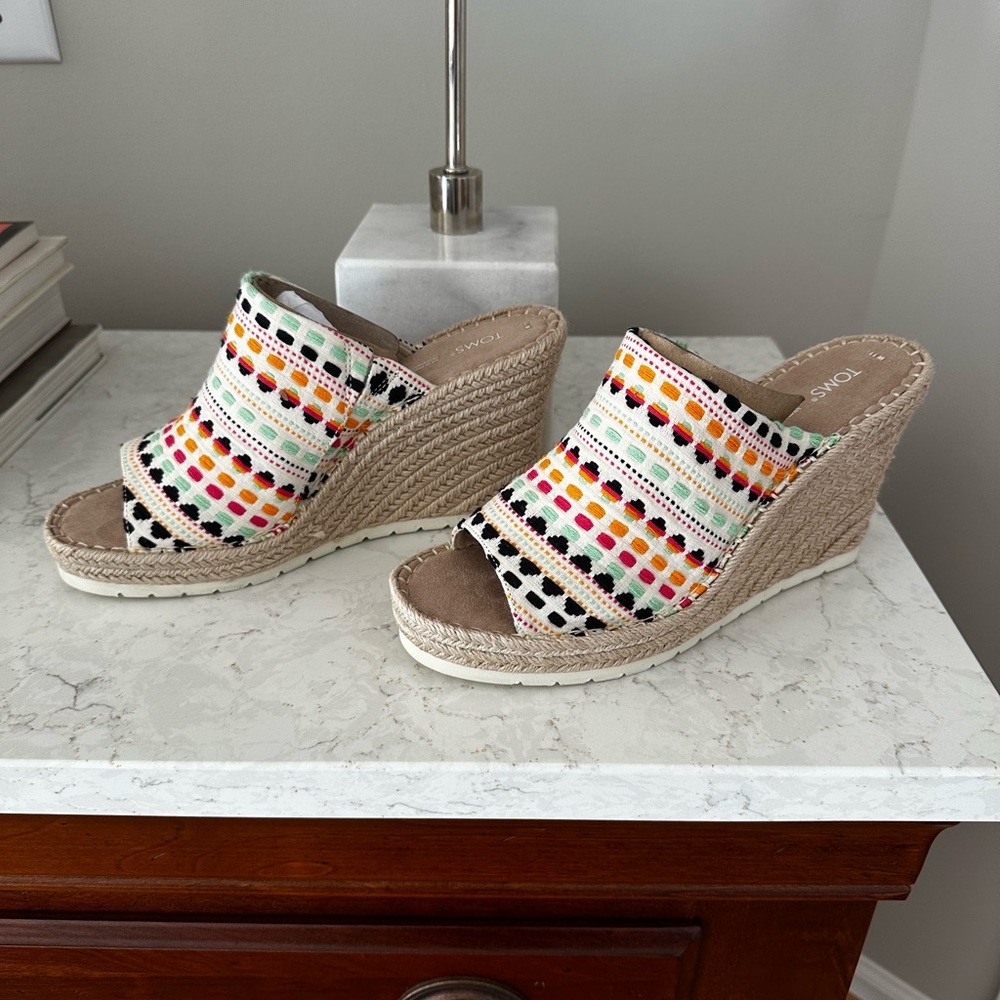 Toms Orange and Green Wedge Shoes - Picture 4 of 8